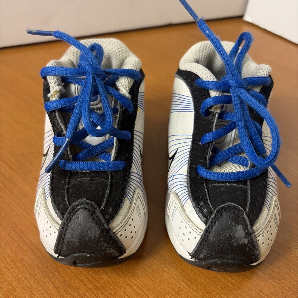 Nike Shox Toddler Walking Shoes Size 4C White/Blue/Black - Picture 5 of 10